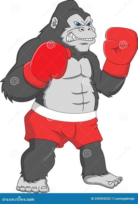 Gorilla Boxer Boxing Stance Circle Cartoon Royalty Free Stock Photo