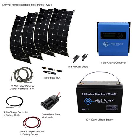 520 Watt Solar Kit W/12V Lithium Battery, Flexible Solar Panels ...