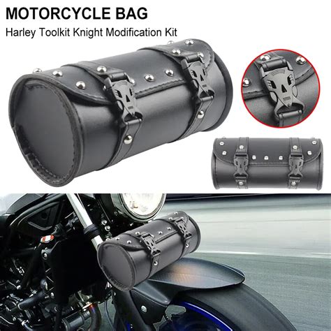 Motorcycle Cruiser Tool Bag Fork Barrel Shape Handlebar Front Fork Bag