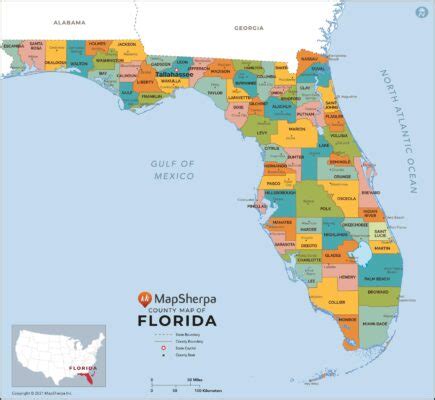 Florida Counties Map by MapSherpa - The Map Shop