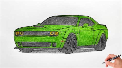 How To Draw A Dodge Challenger Srt Hellcat Drawing D Car