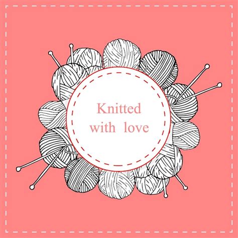 Premium Vector Knitting Tools And Yarn Circle Border With Text In A