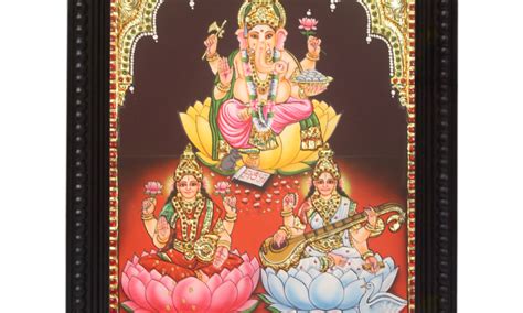 Lakshmi Ganesh Saraswathi Tanjore Painting Ethnic Tanjore Arts