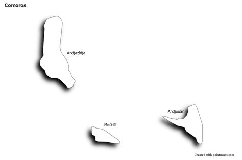 Mapas de muestra para Comoras blanco negro sombrío Map Maker County