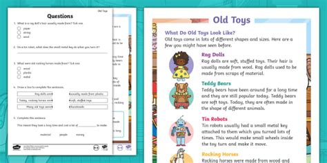 Old Toys Differentiated Reading Comprehension Activity