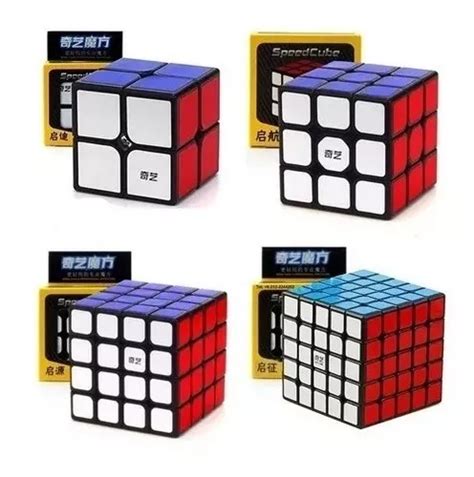 Cubos Rubik Pack X 4 Qiyi 2x2 3x3 4x4 5x5 Fondo Negro