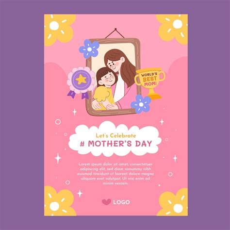 Premium Vector Flat Mother S Day Vertical Poster Template