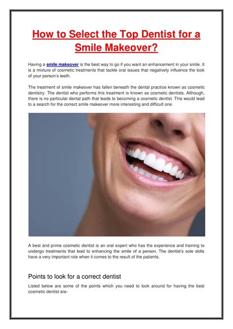 Ppt How To Select The Top Dentist For A Smile Makeover Powerpoint