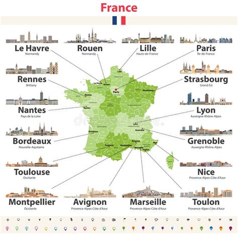 Mappa Vettoriale Della Francia Con Le Principali Citt Skylines Is