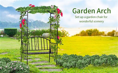 Outsunny Garden Metal Arch Arbour With Bench Love Seat Chair Outdoor Patio Rose Trellis Pergola