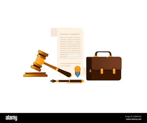 Judge Gavel Arrest Warrant And Suitcase Vector Illustration On White