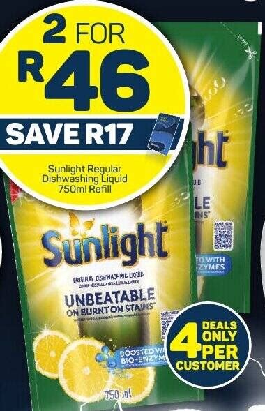 Sunlight Regular Dishwashing Liquid 750ml Refill Offer At Pick N Pay