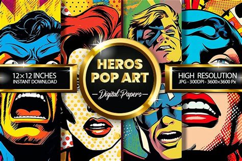 Super Heroes Pop Art Digital Papers