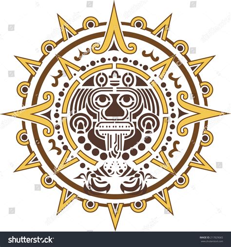 Aztec sun logo ethnic symbol - Royalty Free Stock Vector 217829065 ...