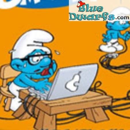 Brainy Smurf With Laptop Movable Smurf Figurine DeAgostini 7cm