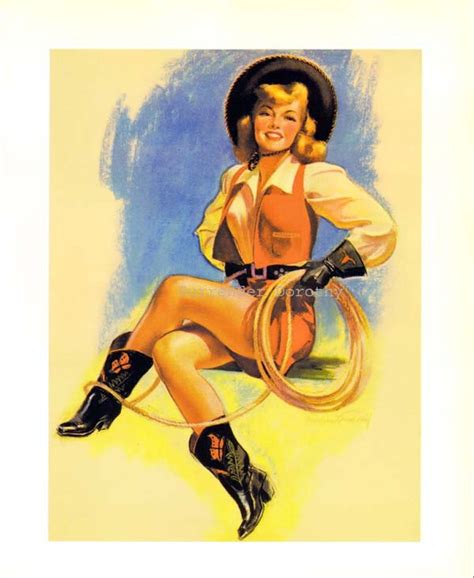 Roundup Blonde Bomshell Cowgirl Pinup Girl Poster Print Etsy