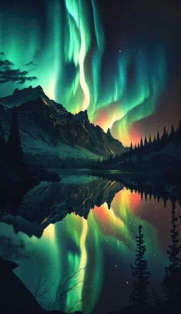 Premium AI Image | beautiful northern lights wallpaper background landscape