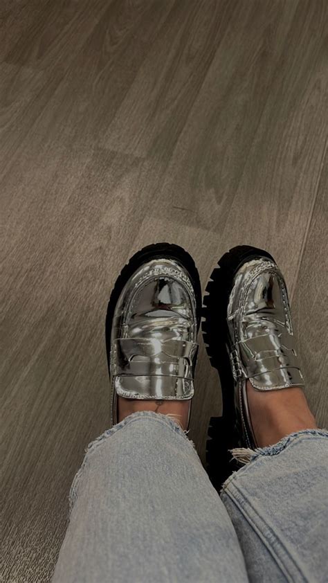 Silver Loafers | Silver shoes outfit, Silver loafers, Loafers outfit