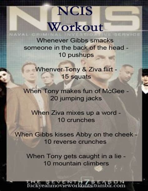 NCIS workout! :) | Tv show workouts, Tv workouts, Movie workouts