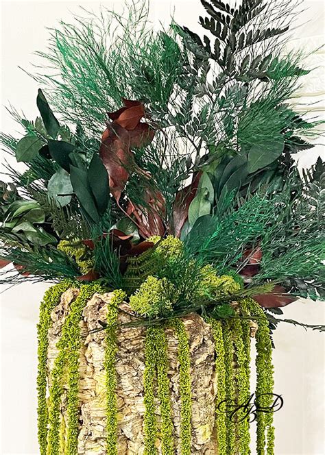 Cork Log With Ferns And Scandinavian Moss