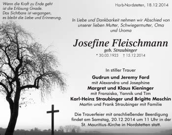 Traueranzeigen Von Josefine Fleischmann Schwarzw Lder Bote Trauer