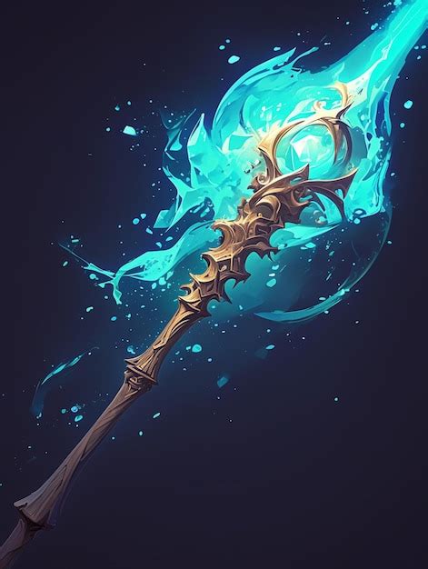 Premium Photo A Close Up Of A Sword With A Blue Flame On It Generative Ai