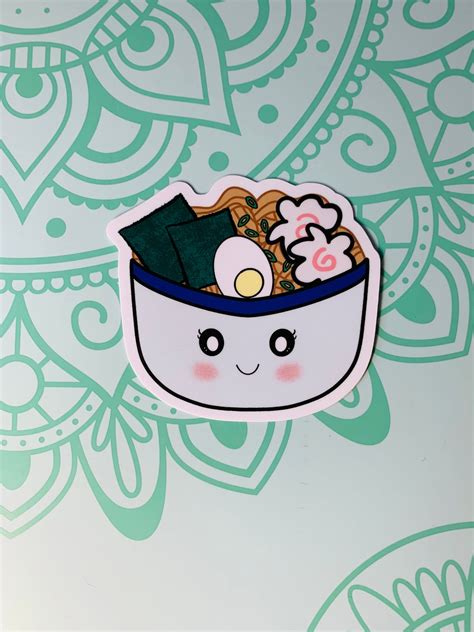 Kawaii Ramen Sticker Cute Glossy Vinyl Sticker Chibi Kawaii Etsy