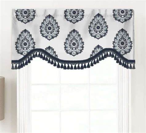 Damask Floral Medallion Print Shaped Valance Curtain