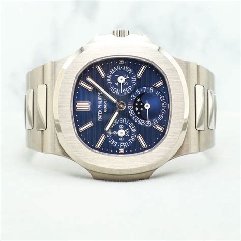 Pre Owned Patek Philippe Nautilus Perpetual Calendar G Blue