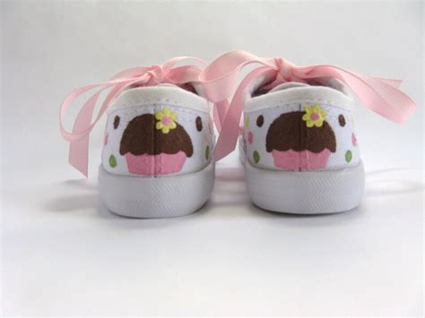 Cupcake Shoes With Polka Dots Birthday Sneakers Hand Painted Etsy