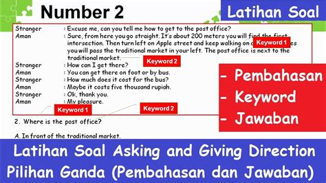 Latihan Soal Asking And Giving Direction Dalam Bahasa Inggris Pilihan