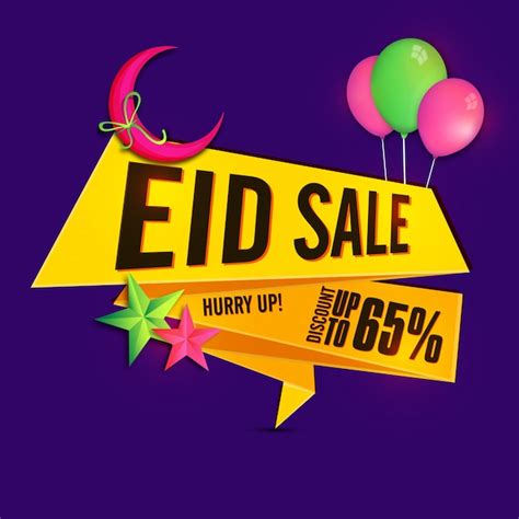 Free Vector Eid Sale Paper Banner Or Tag Design Decorated With Pink