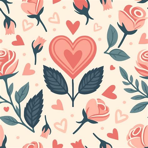 Premium Vector Hearts And Roses Seamless Valentines Day Pattern