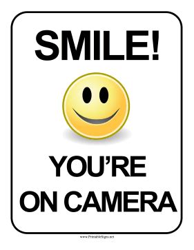 Printable Smile Youre On Camera Sign