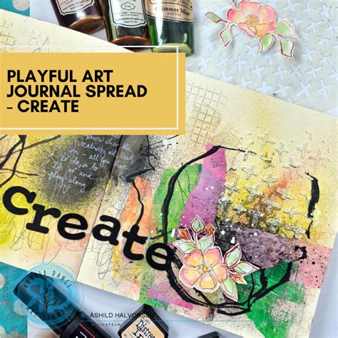 Playful Art Journal Tutorial With Stencil Background And Inky Flowers