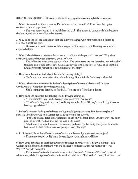 Eng240 DQ Week 8 DQ Week 8 DISCUSSION QUESTIONS Answer The