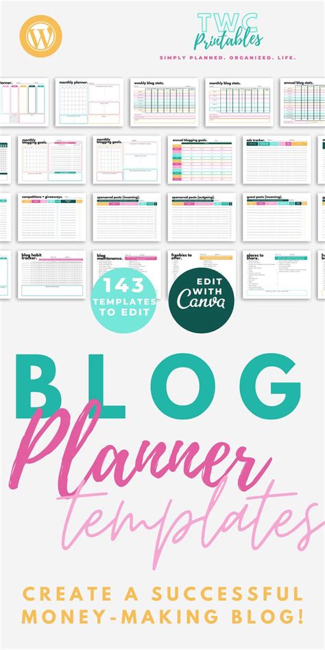 Blog Planner Canva Templates Blogging Planner Templates Blogging How