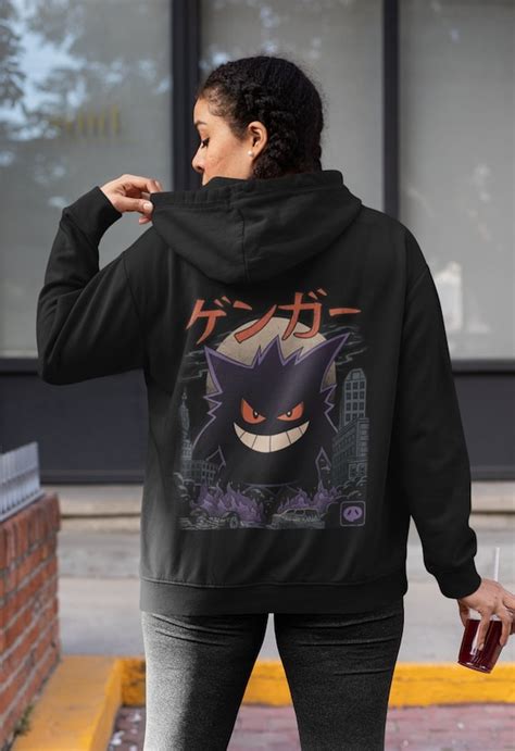 Gengar Kaiju Zip Up Hoodie Pokemon Go Zip Up Hoodie Kawaii Etsy