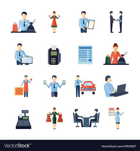 Different Salesmen Icons Set Royalty Free Vector Image