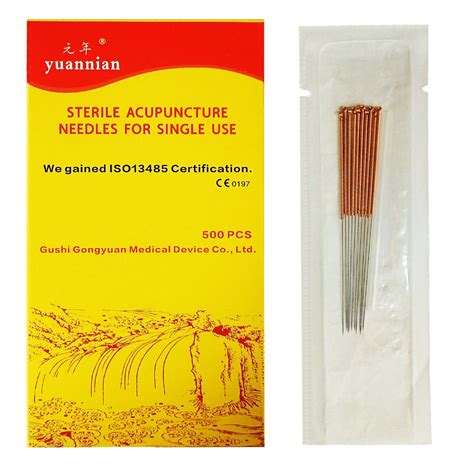 Copper Handle 500 Pcs Plastic Bag Acupuncture Needle With Tube