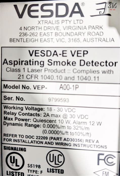 Xtralis Aspirating Smoke Detector Vesda E Vep Vep A P