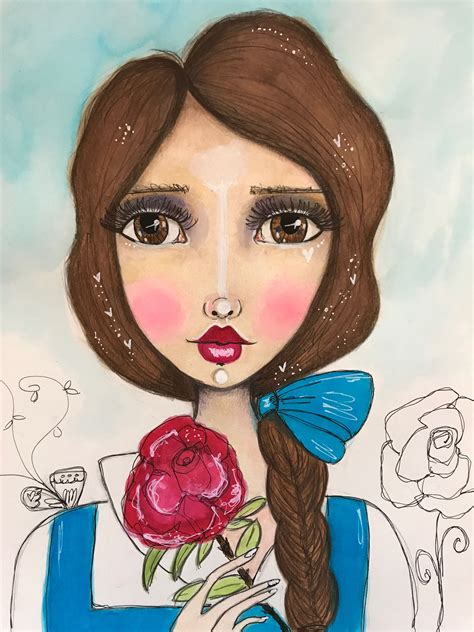 “Belle” inspired by Tamara Laporte @willowing.org. Neo color ll, Tombows, color pencil, paint ...