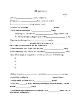 Bill Nye The Science Guy Energy Worksheets Library