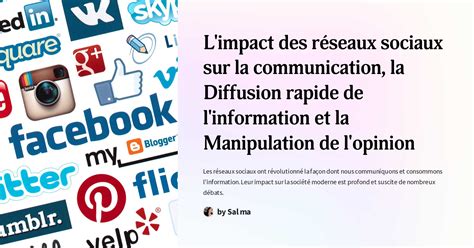 L Impact Des R Seaux Sociaux Sur La Communication La Diffusion Rapide