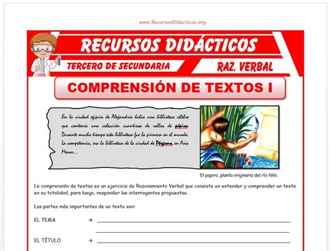 Comprensión De Lectura Pdf Secundaria