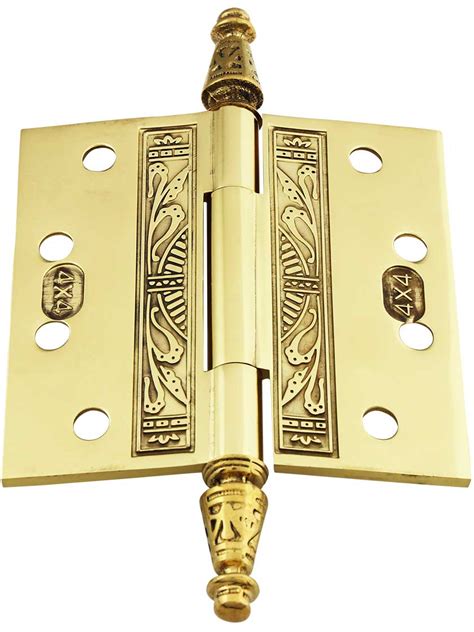 4 Premium Brass Aesthetic Pattern Hinge With Decorative Steeple Tips House Of Antique Hardware