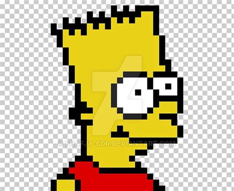 Bart Simpson Pixel Art On Grid