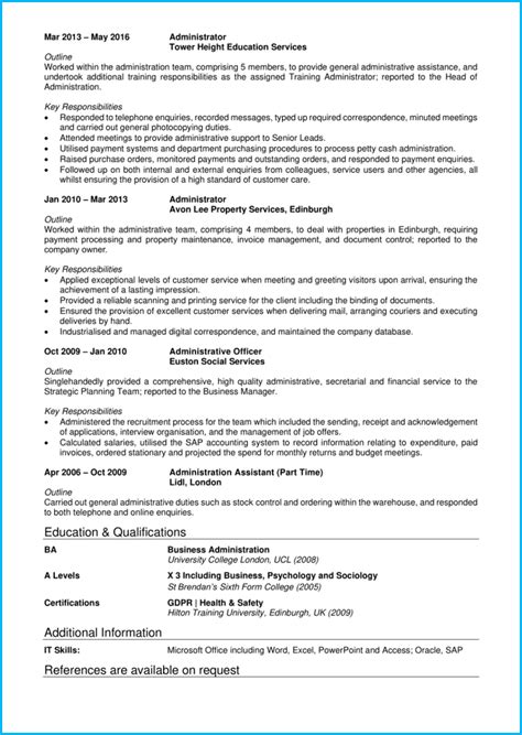 Administrator Cv Example Writing Guide And Cv Template