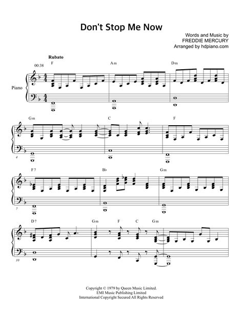 Dont Stop Me Now Sheet Music Direct