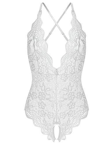 Women One Piece Lingerie Sexy Teddy V Neck Bodysuit Lace Nightie